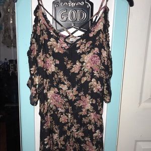 Adorable black floral romper